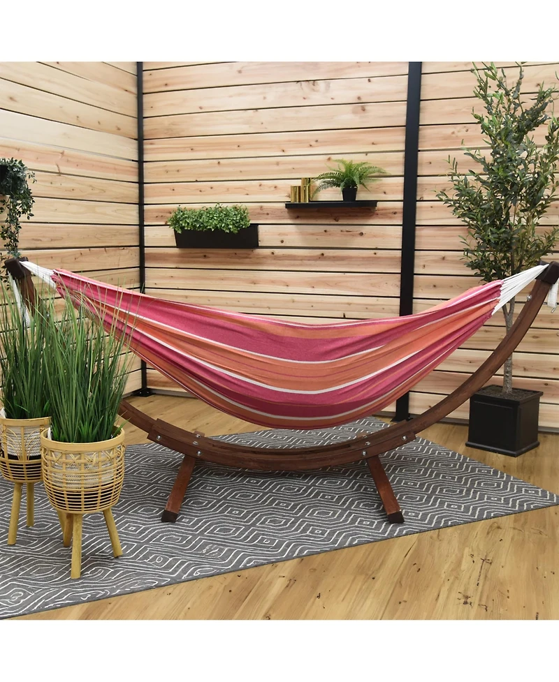 Vivere Double Cotton Hammock, Comfortable Daybed with Wood Frame