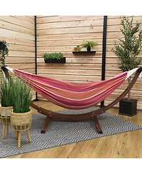 Vivere Double Cotton Hammock, Comfortable Daybed with Wood Frame