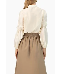 Ivonne Women's Long Sleeve Blouse with Necktie
