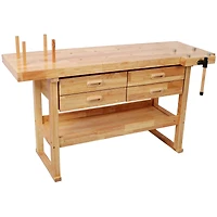 Streamdale Furniture 60 inches Rubber Hardwood Workbench with 4 Drawers, 330-pound Heavy Duty