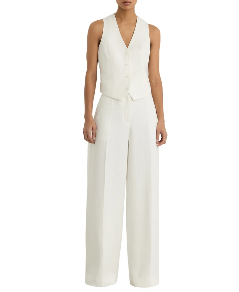 Reiss Women's Linen-Blend Wide-Leg Trouser Pants