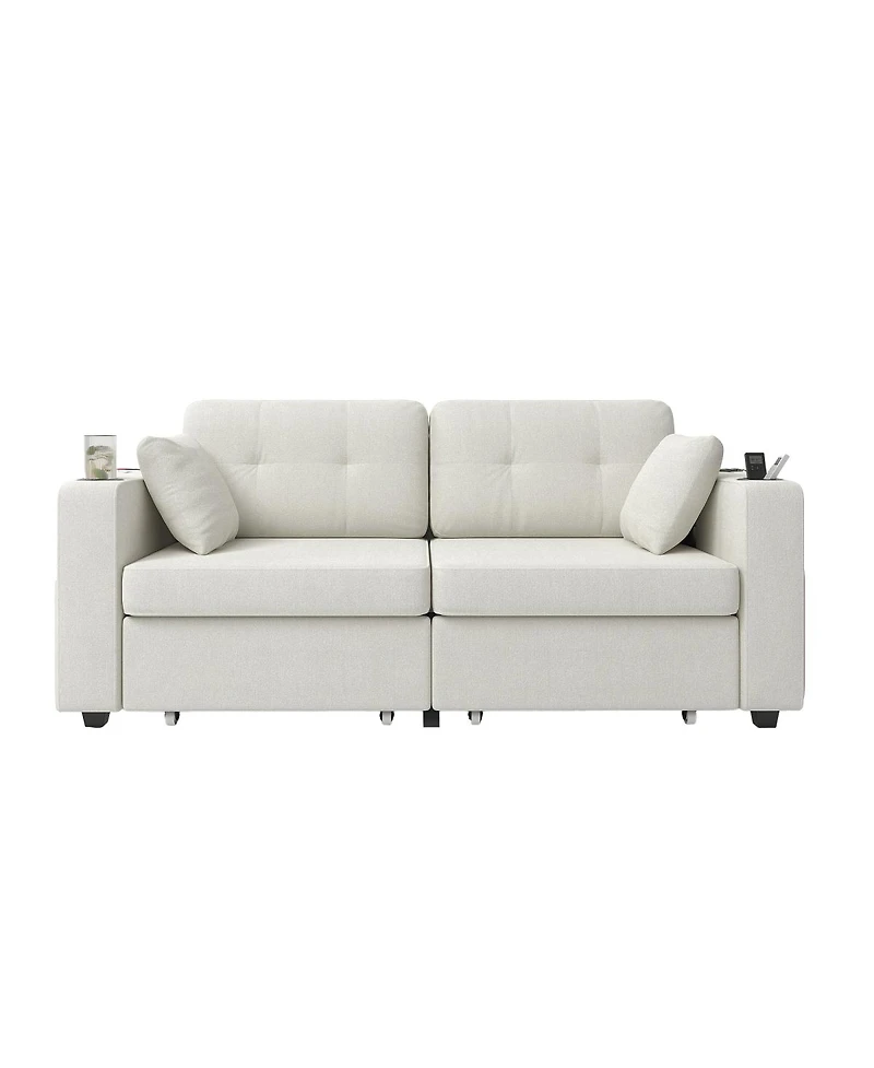 Streamdale Furniture Modern 3-Seat Chenille Sofa with Usb and Storage
