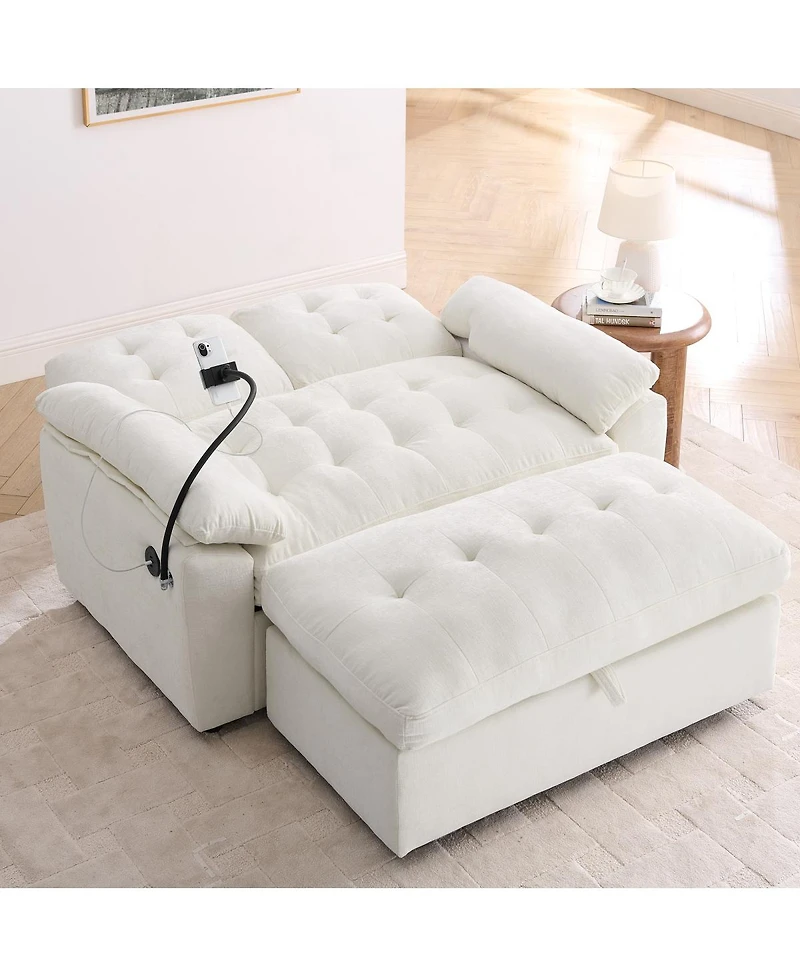 Streamdale Furniture Reclining Sofa with Ottoman and Usb