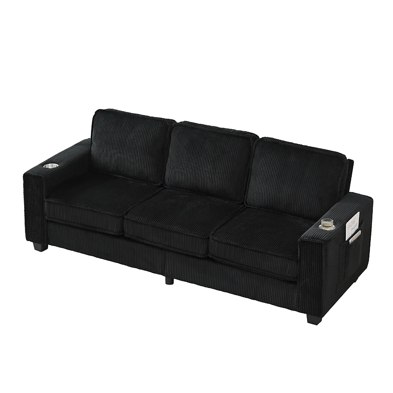 Streamdale Furniture Corduroy three-seater sofa, modern compact, living room/study/bedroom/office