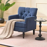 Streamdale Furniture Tufted Club Chair, Upholstered Button Armchair, Linen Fabric Sofa Chair