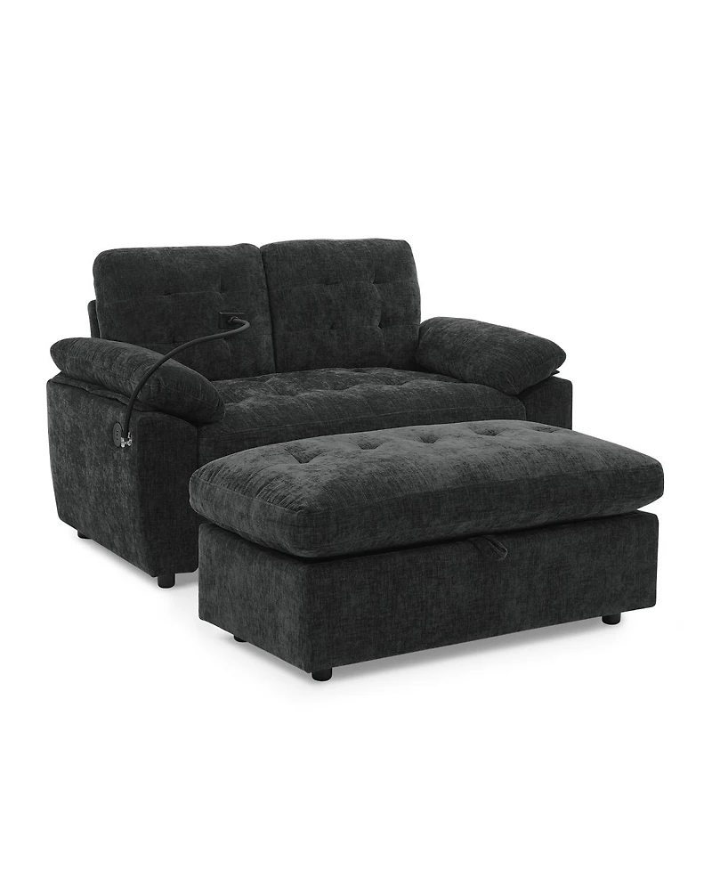 Streamdale Furniture Reclining Sofa with Usb and Ottoman