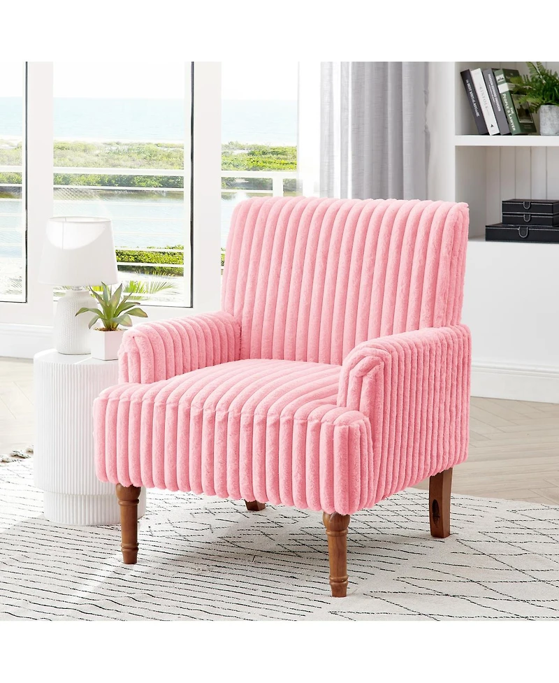 Streamdale Furniture Corduroy Accent Chair with Wood Legs