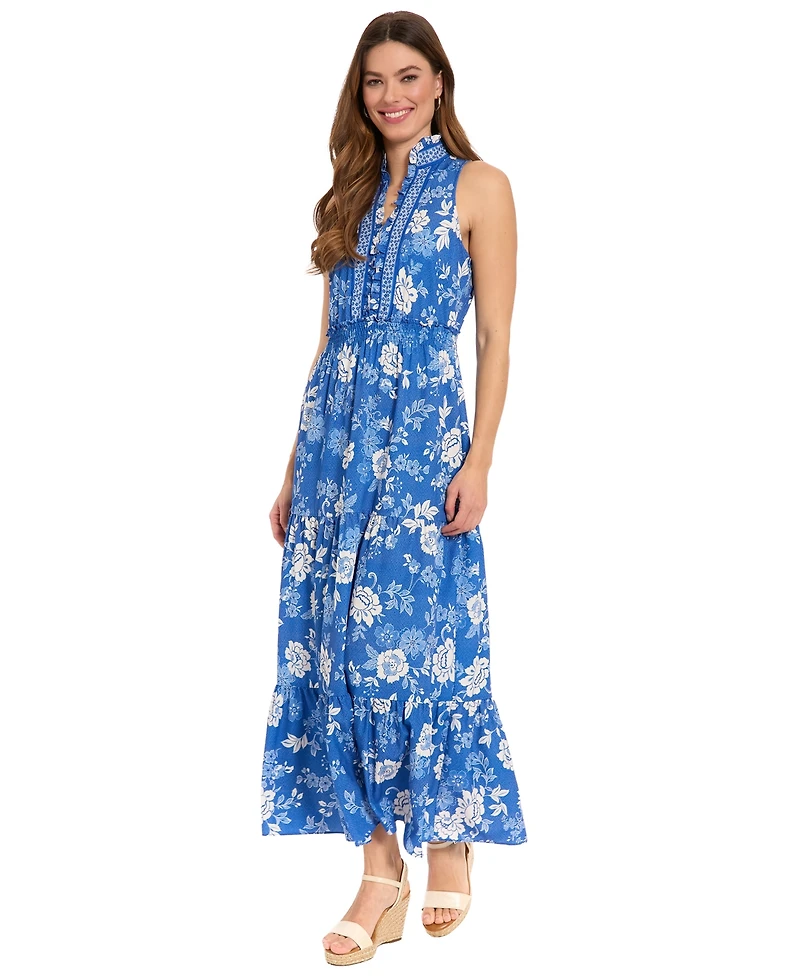 London Times Women's V-Neck Maxi Dress