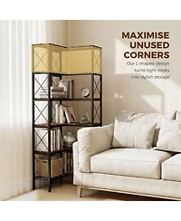 Homcom L-Shaped Bookshelf, 5-Tier Corner Bookcase