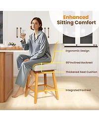 Slickblue 2 Piece 27 Inch Counter Height Bar Chairs Rubber Wood Legs