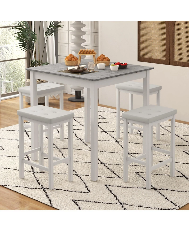 Slickblue Industrial 5 Piece Bar Table Set with Counter Height and 4 Stools