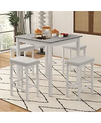 Slickblue Industrial 5 Piece Bar Table Set with Counter Height and 4 Stools