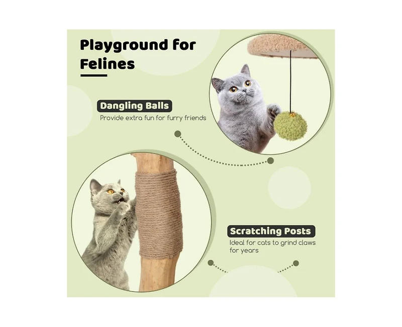 Aostirmotor 43" Wooden Cat Tree with Padded Top Perch for Indoor Cats