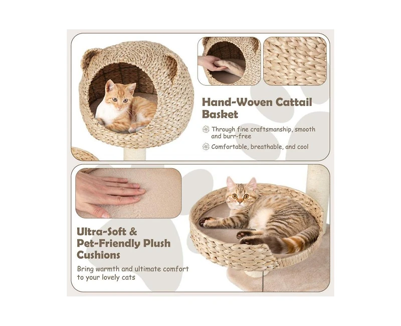 Aostirmotor Multi-Level Cat Tree with Condo, Hammock & Rotatable Hanging Balls