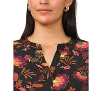 Vince Camuto Plus Printed V-Neck Short-Sleeve Blouse
