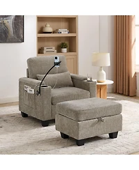 Streamdale Furniture Single Sofa Recliner with Ottoman and Usb