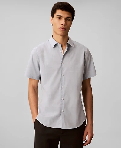 Calvin Klein Men's Windowpane Sup Slim Short-Sleeve Shirt