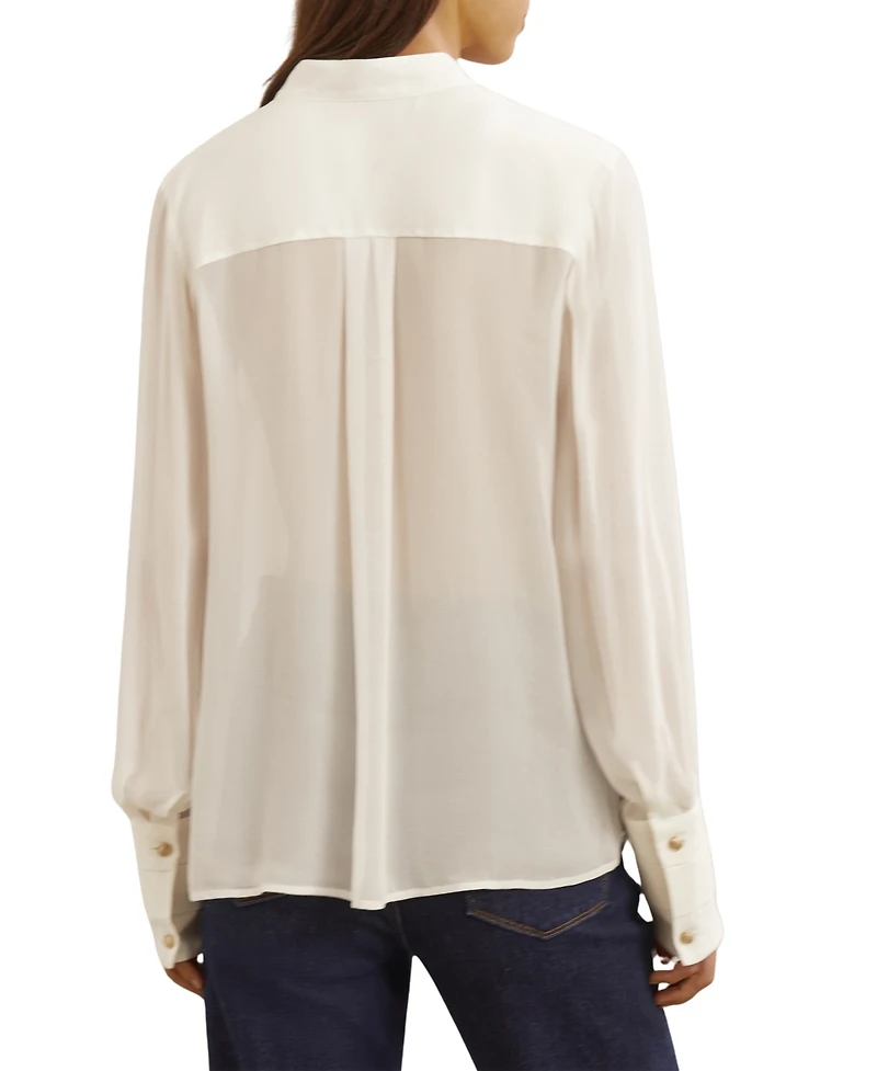 Reiss Women's Lace-Trim Sheer Button-Through Shirt