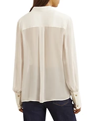 Reiss Women's Lace-Trim Sheer Button-Through Shirt