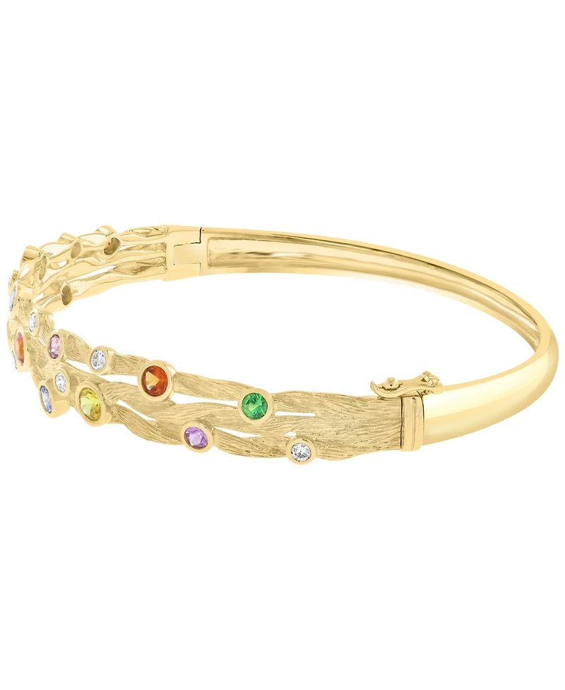 Effy Collection Multi-Sapphire (1-3/8 ct. t.w.) & Diamond (1/4 ct. t.w.) Bangle in 14k Yellow Gold