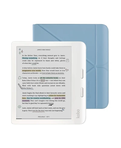 Kobo Libra eReader with Dusk Blue SleepCover Case Bundle