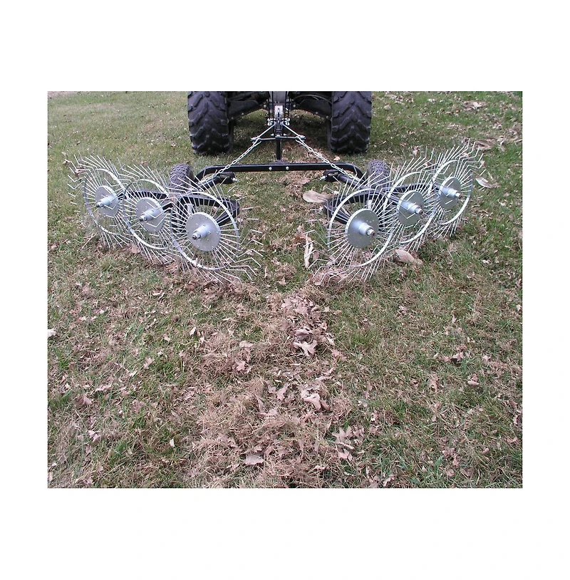 Yard Tuff 60inch Steel Tow Behind Acreage Rake Lawn Sweeper with Pin Style Hitch