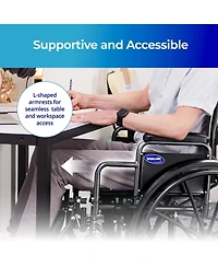 Invacare Essentials EX1 Inch Folding Manual Wheelchair With Swing away Footrests and Desk Length Arms