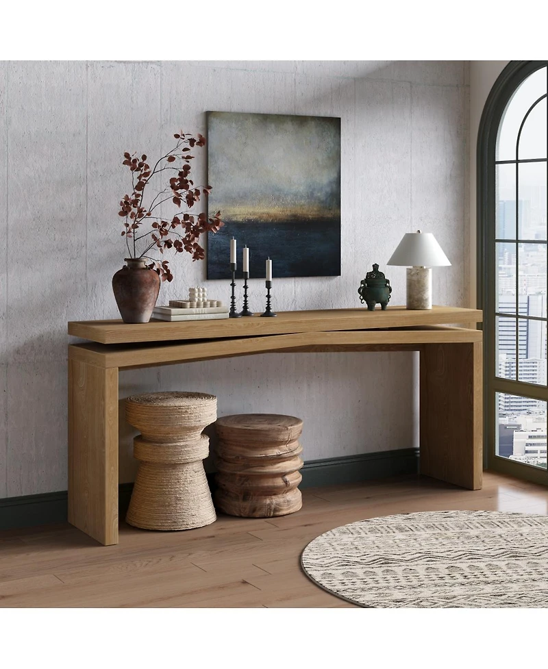 Streamdale Furniture 65-Inch Solid Wood Veneer Console Table, Farmhouse Entryway Sofa Table