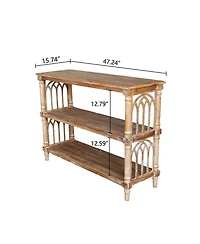 Streamdale Furniture Rustic 3-Tier Console Table with Gothic Details, 47.24" Wooden Entryway Table
