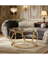Streamdale Furniture Modern Round Glass Coffee Table with Frame