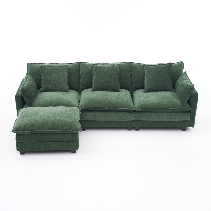 Streamdale Furniture 3 Seat Fabric Storage Ottoman L Shaped Sectional Couch with Footrest