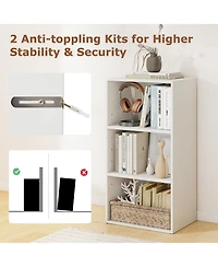 Gymax 3-Tier Cube Bookcase Modern Open Bookshelf with Adjustable Shelves
