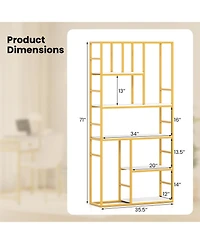 Gymax 2 Piece 71 Inch 5 Tier Tall Bookshelf with Open Storage Shelves Metal Frame for Bedroom