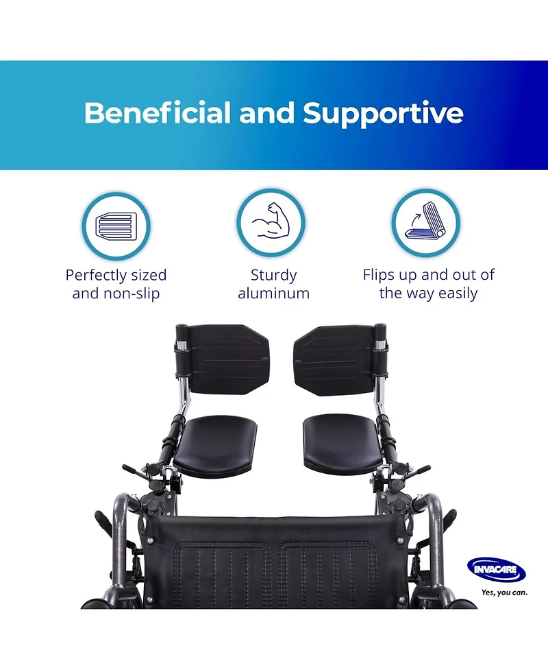 Invacare Wheelchair Elevating Legrests Padded Calf Pads, Composite Footplates and Swing Away Function