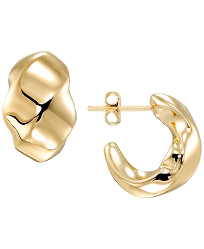 Italian Gold Texture J Hoop Earrings in 10k Yellow Gold