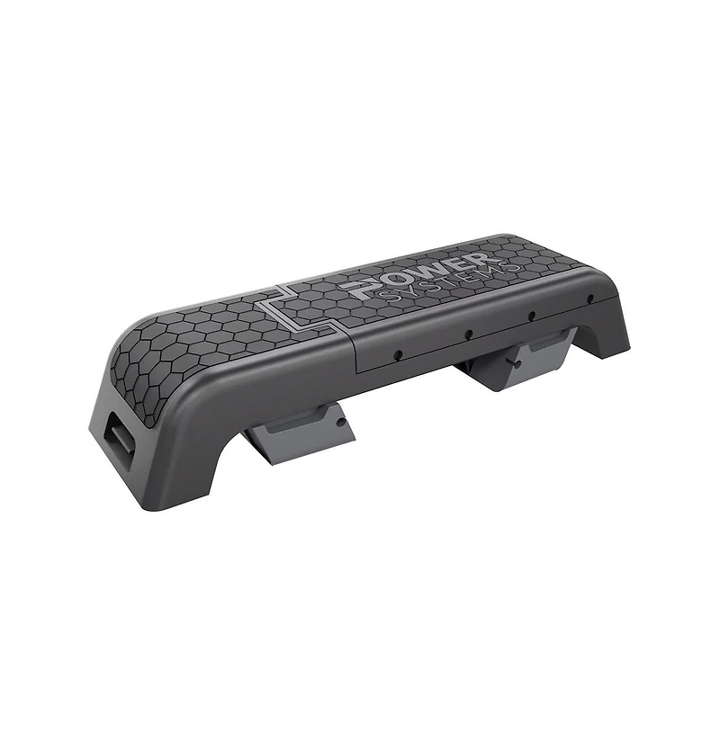 Power Systems Aerobic Deck, Adjustable Fitness Deck Bench With Adjustable Deck and Resistance Band Clips