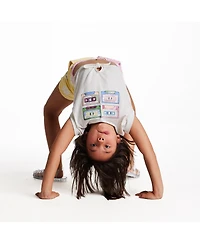 Andy & Evan Big Girls White Cassette Tie Front Graphic Tee