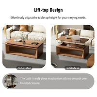 Streamdale Furniture Walnut Lift-Top Coffee Table with Storage and Adjustable Height