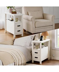Streamdale Furniture Rustic End Table Charging Station and 2 Drawers