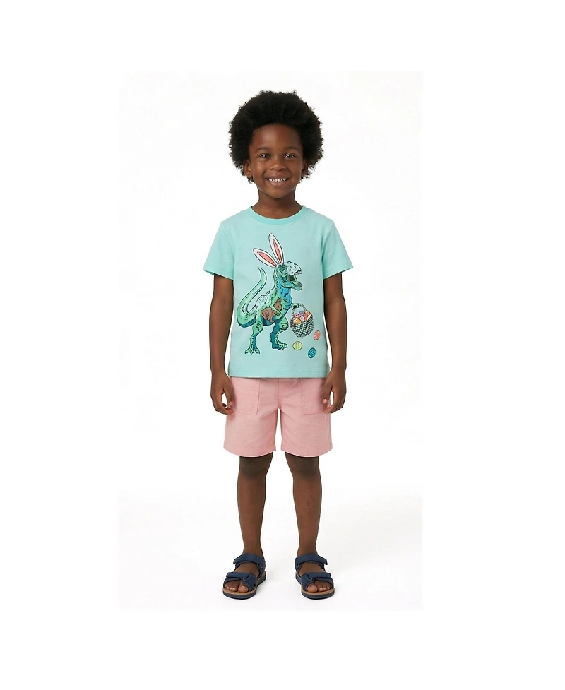 Andy & Evan Toddler Boys Toddler/Child Aqua Easter Dinosaur Graphic Tee