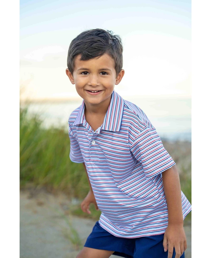 Florence Eiseman Little Boys Stripe Print Performance Knit Polo