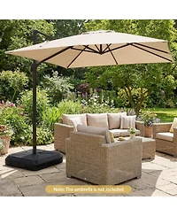 Costway Cantilever Offset Umbrella Base With Wheels, Metal Crossbar For Backyard And Poolside
