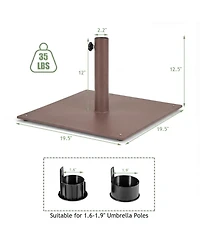Costway 20" Square Patio Umbrella Base Weighted 35 Lbs Outdoor Market Stand Footpads
