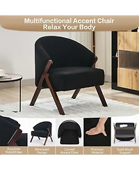 gaomon Accent Chair Mid Century Modern Chair Teddy Living Room Chairs with Wood Frame Comfy Upholstered Reading Side Chair Easy Assembly