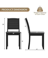 Slickblue Set of 2 Wooden Dining Chairs, Armless Kitchen Chairs with Durable Rubber Wood Legs