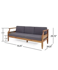 Mondawe 3-Seater Sofa - Wood Frame Outdoor Patio Furniture with Cushions