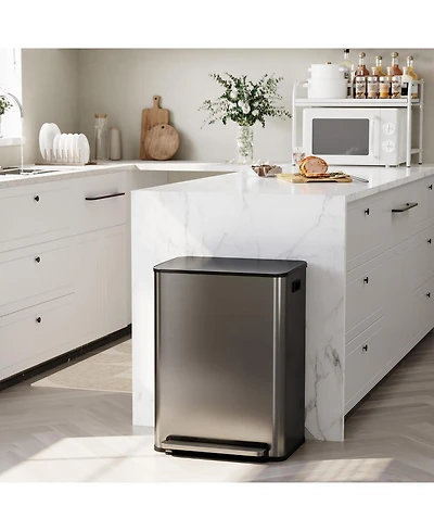 gaomon 16 Gallon Dual Compartment Trash Can, Stainless Steel Recycling Bin