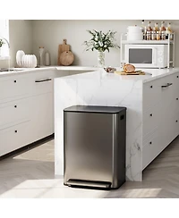 gaomon 16 Gallon Dual Compartment Trash Can, Stainless Steel Recycling Bin
