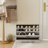 Streamdale Furniture Shoe Storage Bench with Flip Drawer and Adjustable Shelf