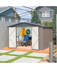 Mondawe 10' x 10' Outdoor Metal Storage Shed With Lockable Doors And Ventilation For Garden Tools